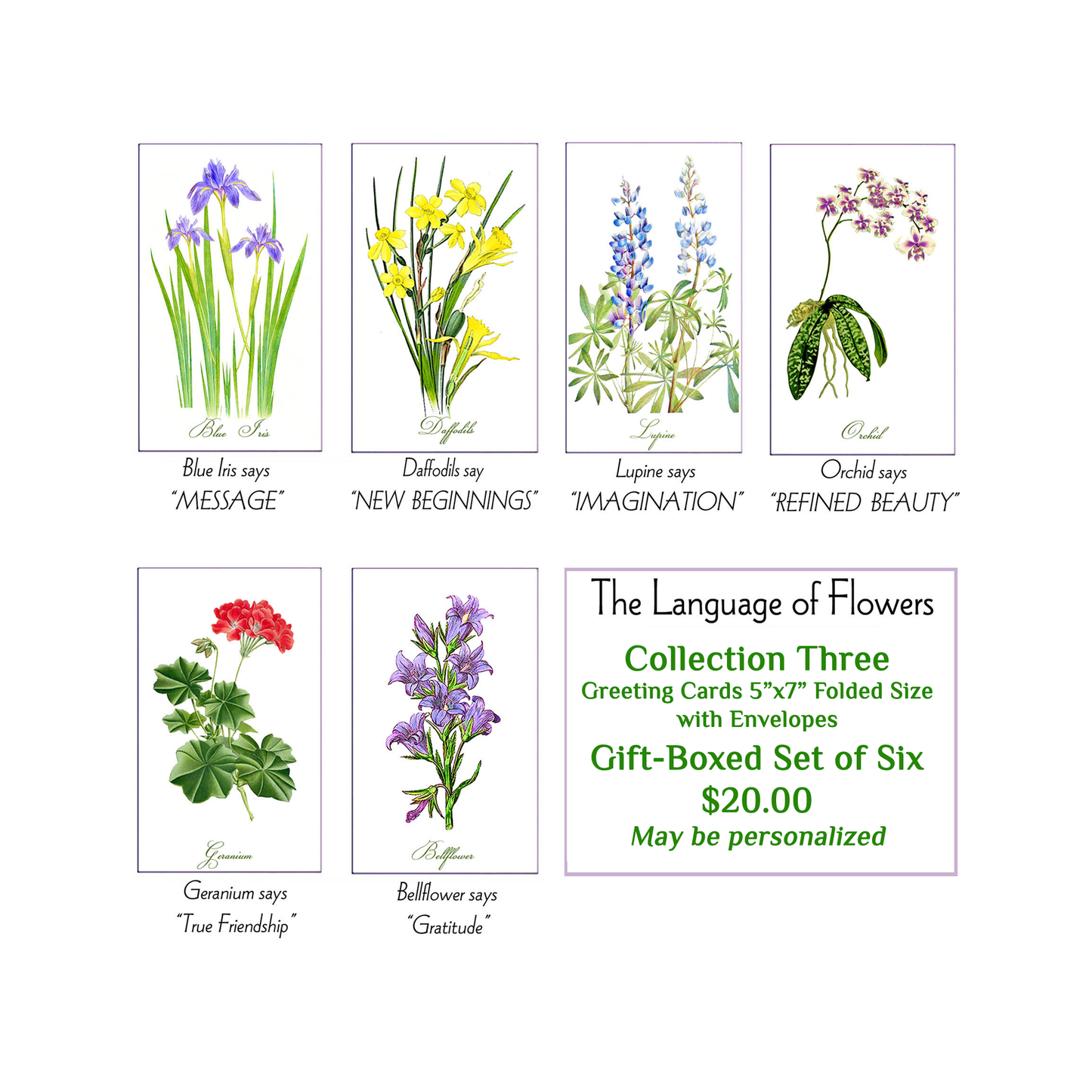 Language of Flowers Greeting Cards