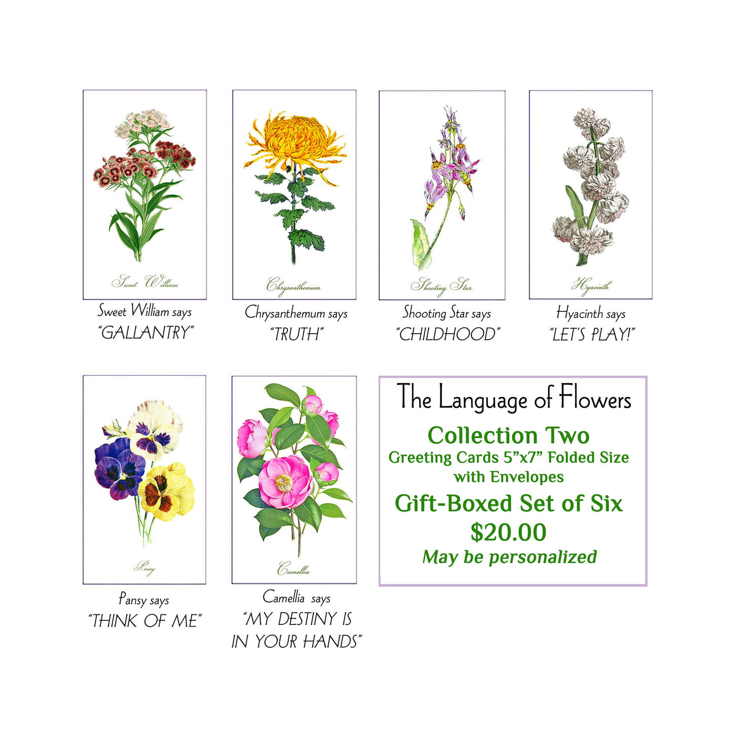 Language of Flowers Greeting Cards