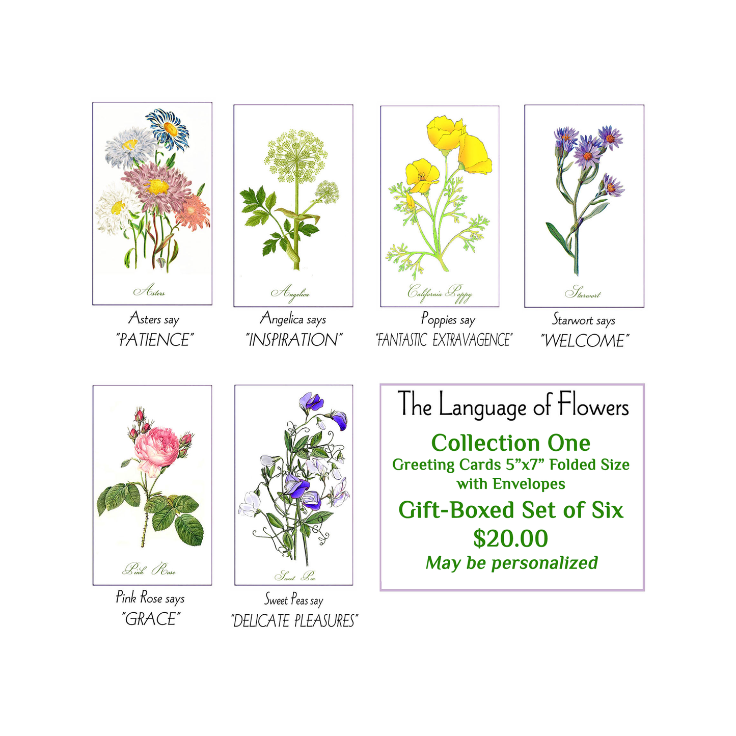 Language of Flowers Greeting Cards
